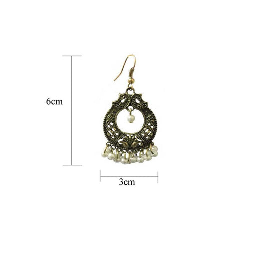 Golden Antique Floral Brass Polki Jhumki