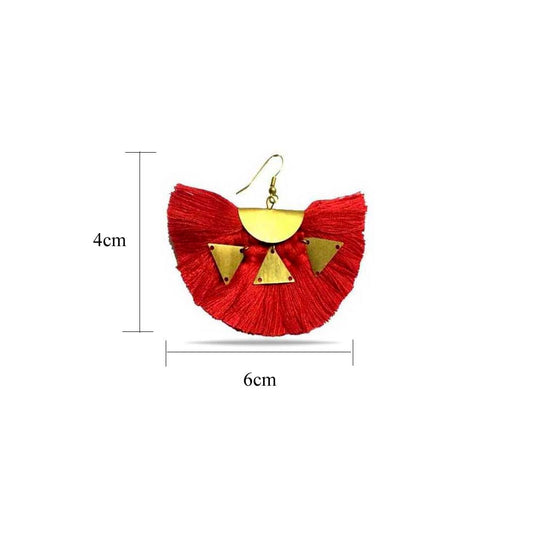 Red Alloy Tassel Boho Chic Metal Fringe Earrings