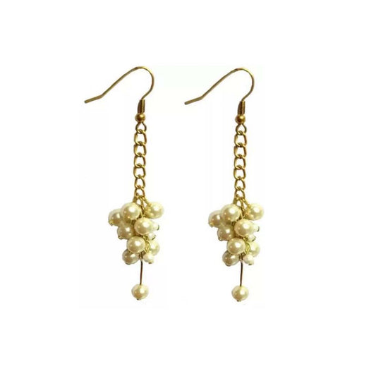 White Pearl Golden Fashion Earrings