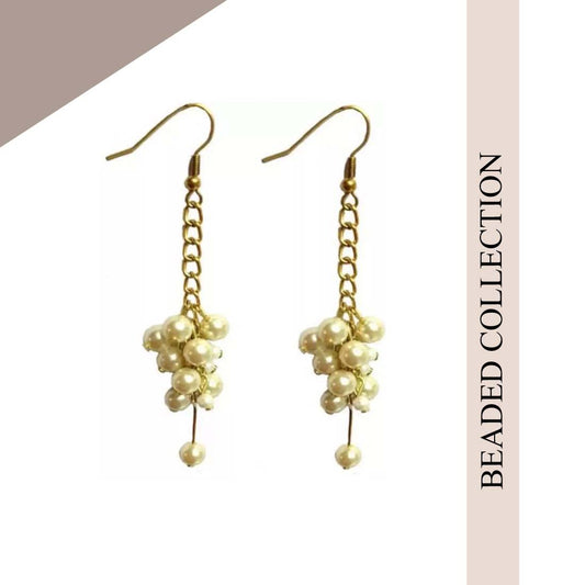 White Pearl Golden Fashion Earrings
