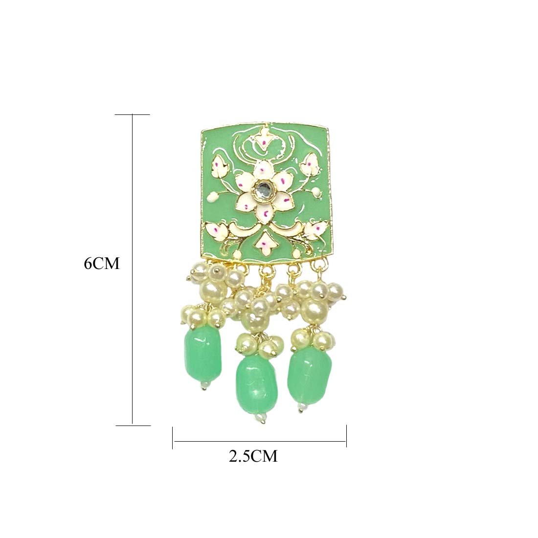 Light Green Meena Kundan Polki Jhumka