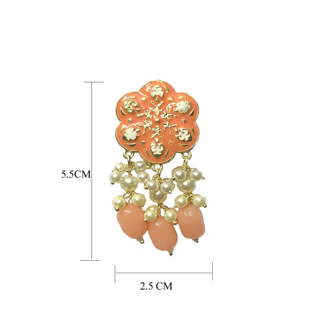 Peach Meena Floral Polki Jhumka