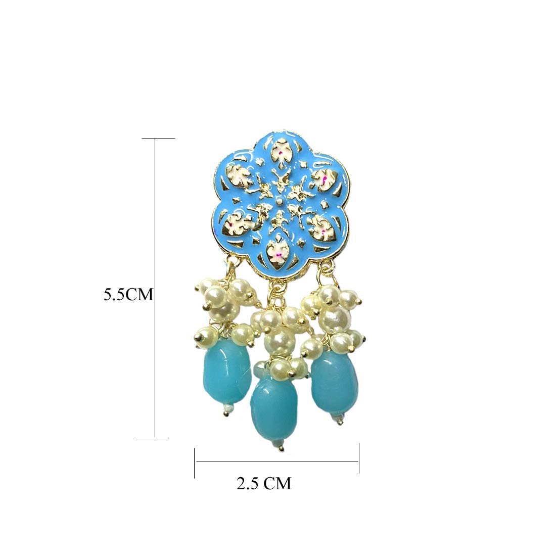 Light Blue Meena Floral Kundan Polki Jhumka