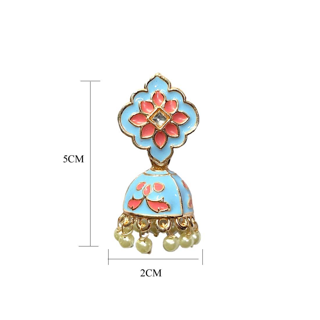 Light Blue Meena Floral Polki Jhumka