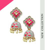 Pink Grey Meena Floral Polki Jhumka