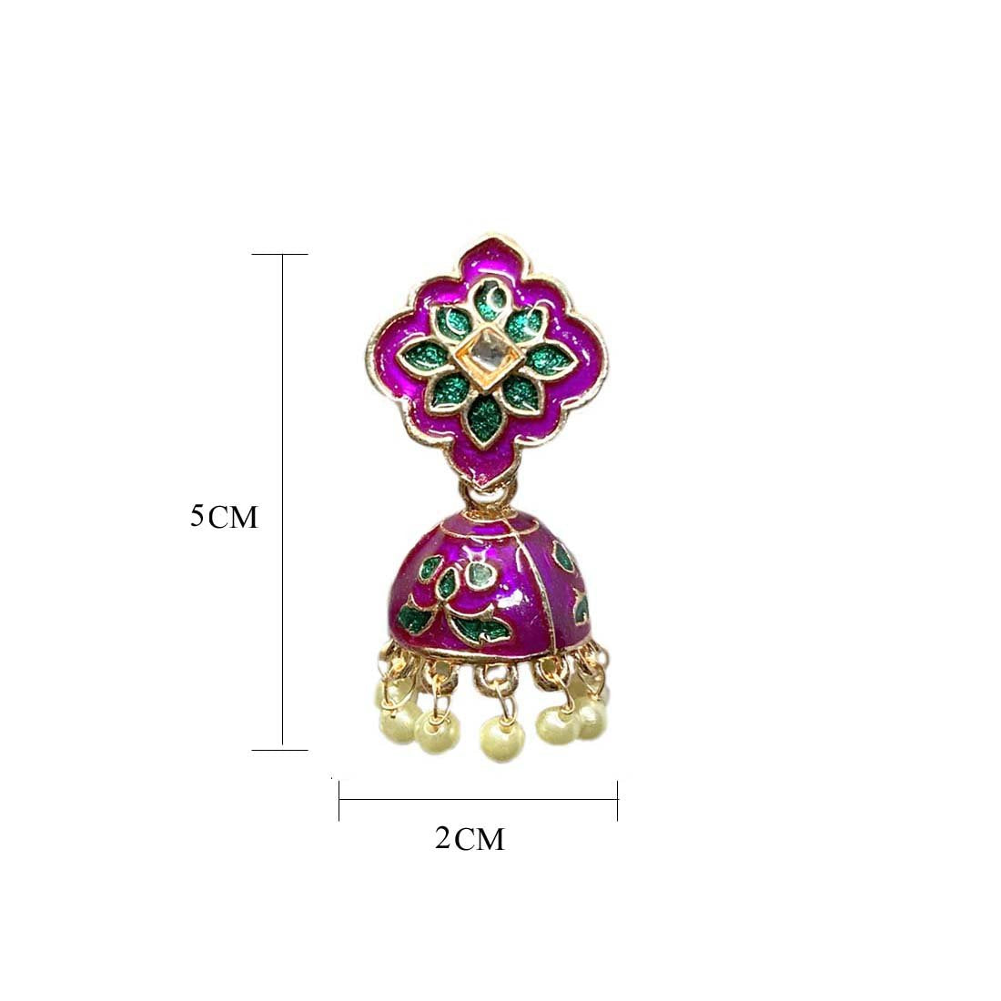 Purple Meena Floral Polki Jhumki