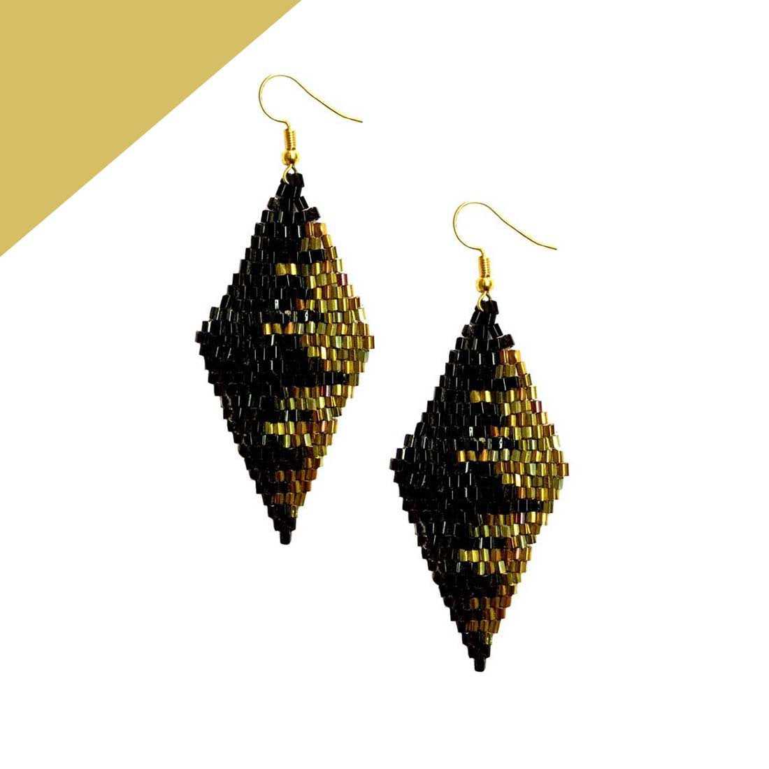 Black Golden Glitter Party Danglers Earrings