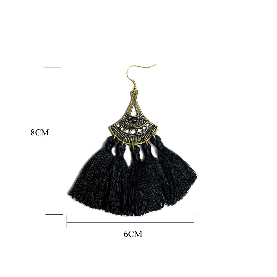 Black Alloy Tassel Golden Boho Earrings