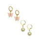 Pink Pearl Golden Fashion Earrings Combo Set