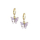Purple Butterfly Pearl Golden Earrings Combo Set