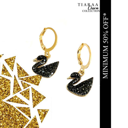 Black Swan Stone Golden Earrings