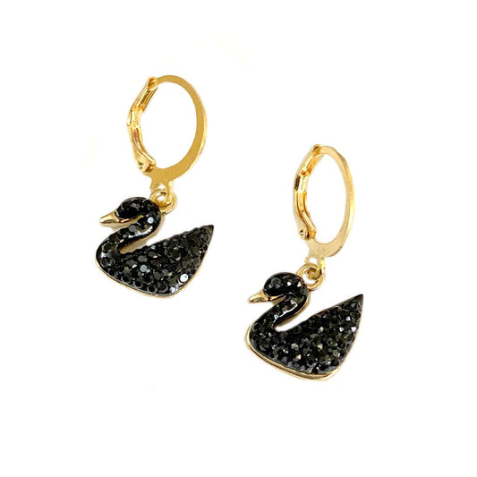Black Swan Stone Golden Earrings