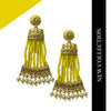 Yellow Meenakari Beads Golden Pearl Fashion Earrings