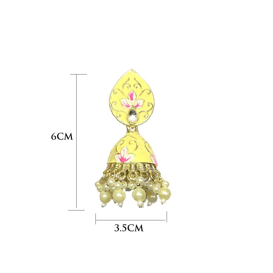 Yellow Meenakari Golden Floral Polki Fashion Earrings