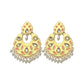 Beige Meena Golden Kundan Polki Fashion Earrings
