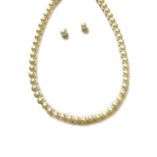 Off White Pearl Imitation Necklace Set with Earrings