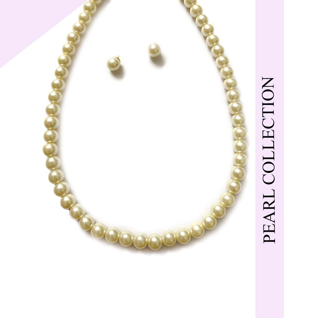 Off White Pearl Imitation Necklace Set with Earrings