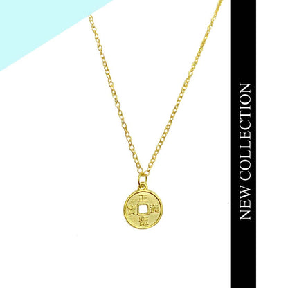 Golden Coin Chain Charm Necklace