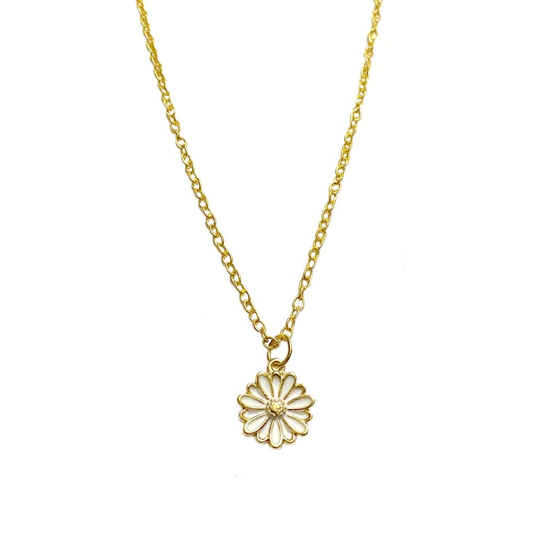 White Floral Pendant Charm Necklace