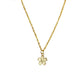 White Floral Studded Golden Charm Necklace