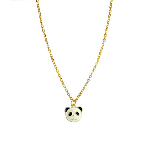 Black & White Panda Golden Charm Necklace