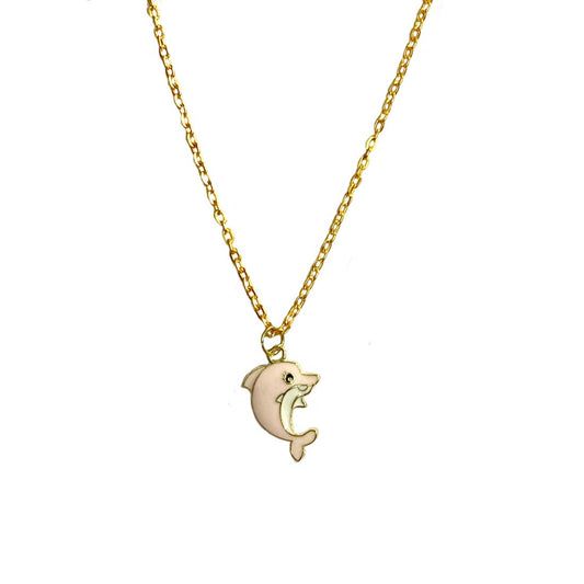 Pink Dolphin Pendant Charm Necklace