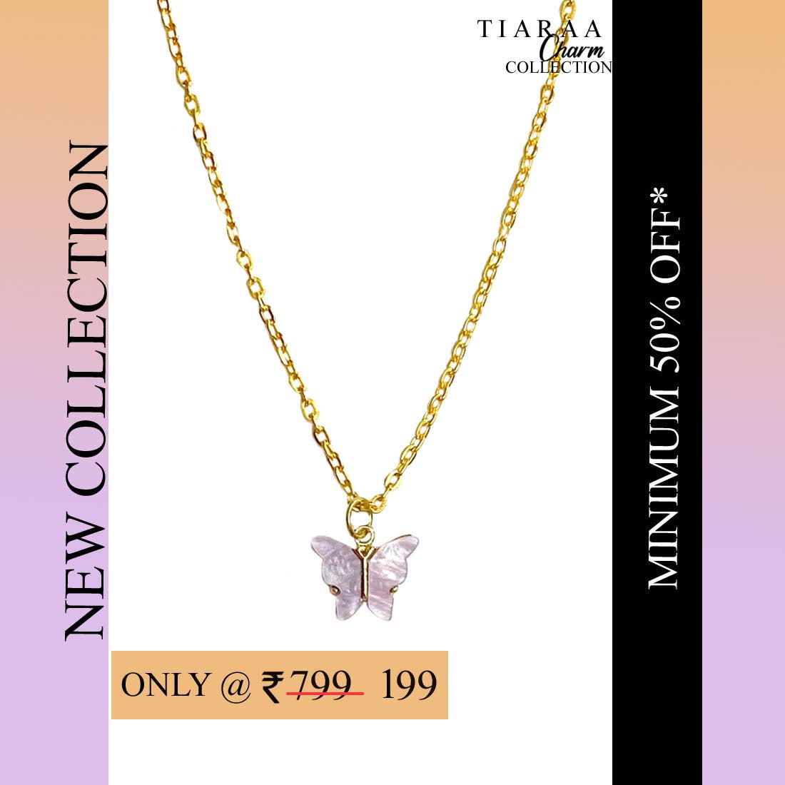 Purple Butterfly Pendant Charm Necklace