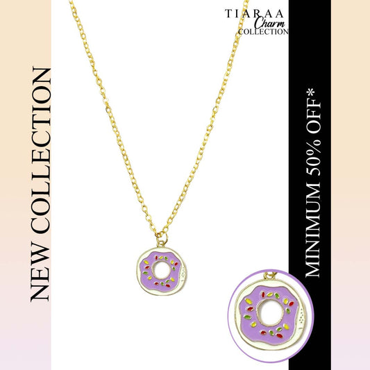 Purple Donut Pendant Charm Necklace