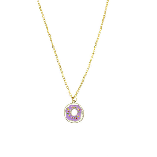 Purple Donut Pendant Charm Necklace