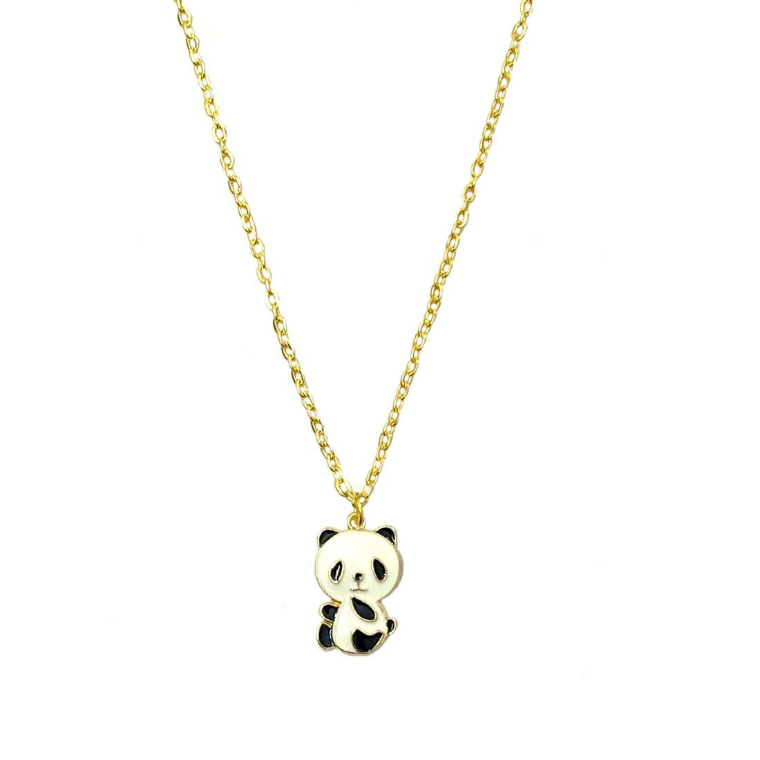 Black & White Panda Golden Charm Necklace