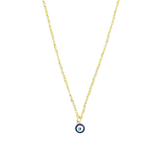 Blue Evil Eye Pendant Golden Charm Necklace
