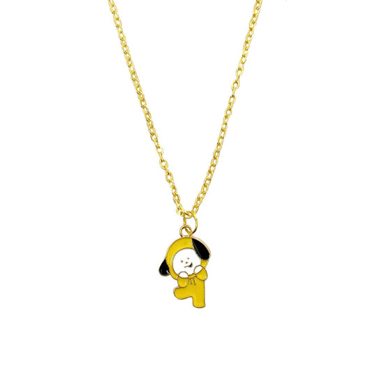 Yellow Puppy Charm Chain Necklace
