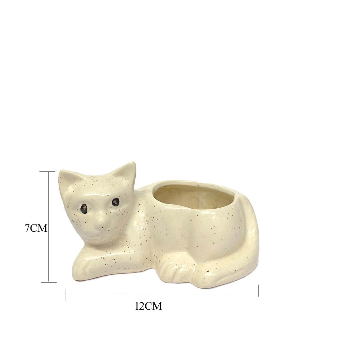 White Cat Ceramic Planter Pot Without Plant