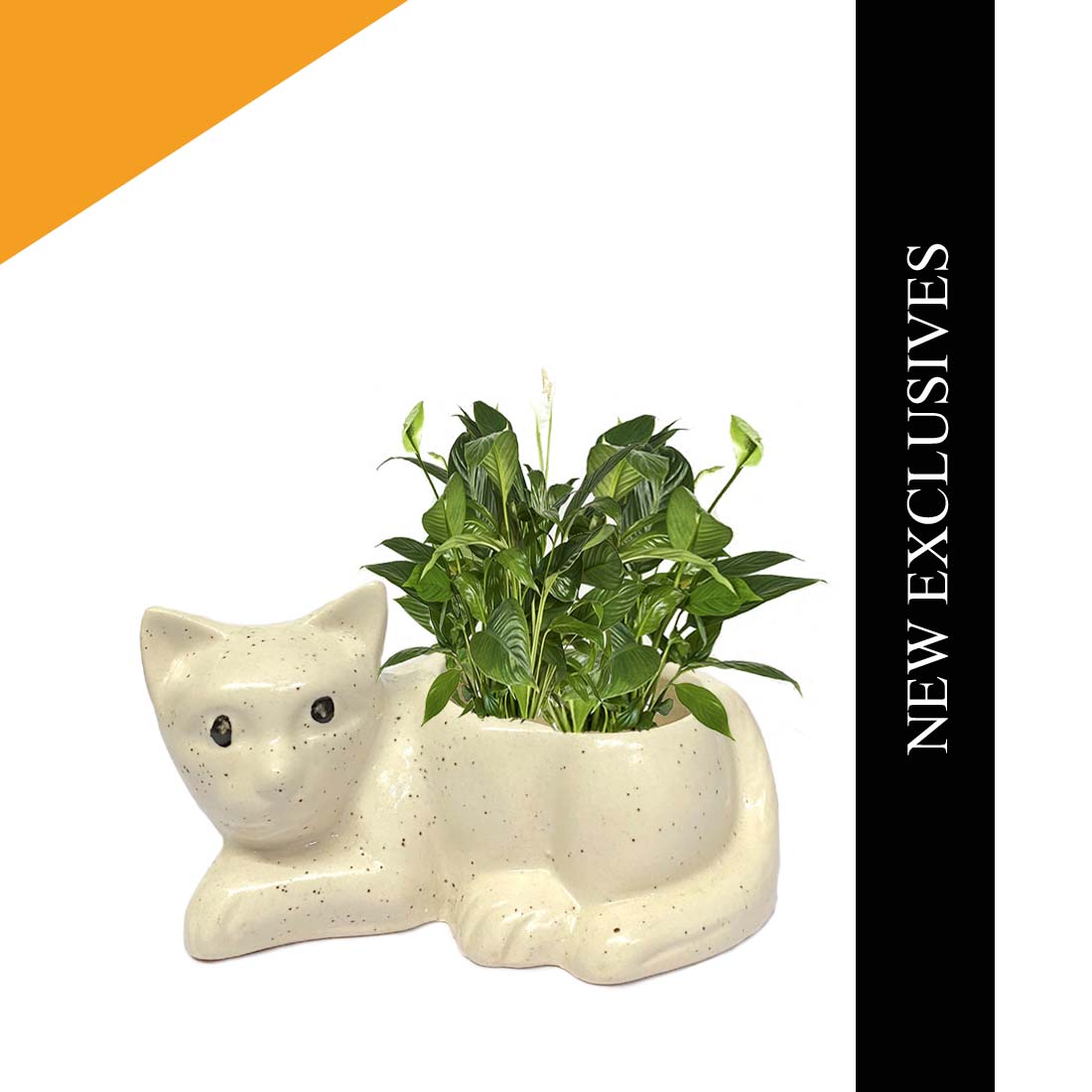 White Cat Ceramic Planter Pot Without Plant